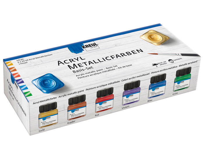 Kreul Set de 6 botes de pintura acrílica metálica de 20ml Kreul Set de 6 botes de pintura acrílica metálica de 20ml
