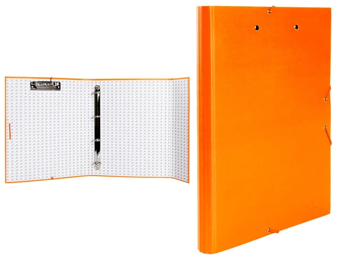 Liderpapel Carpeta de 4 anillas 25 mm Naranja con solapa y miniclip