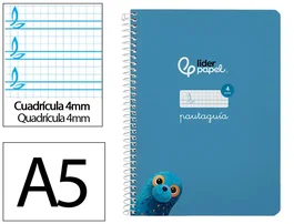 Liderpapel Cuaderno espiral Pautaguía A5 tapa dura azul