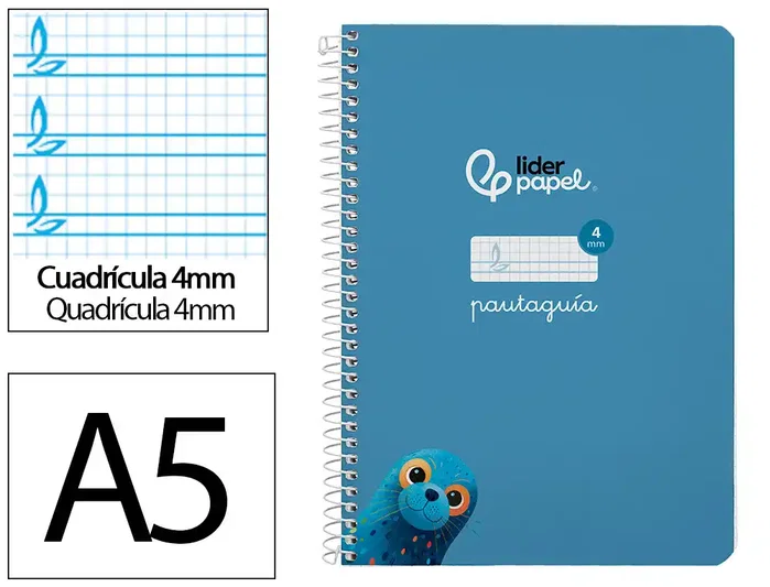 Liderpapel Cuaderno espiral Pautaguía A5 tapa dura azul Liderpapel Cuaderno espiral Pautaguía A5 tapa dura azul