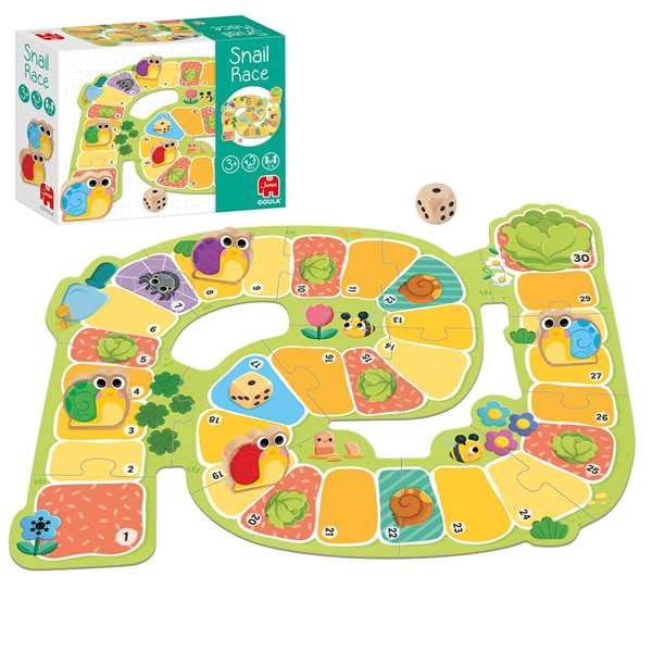 Goula Snail Race - Juego de Mesa Infantil de Carreras de Caracoles de Madera, a Partir de 3 Años, para 2-4 Jugadores, Instrucciones Multilingües