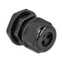 DeLOCK Prensaestopas PG13,5 para tres cables redondos, Negro, 2 unidades