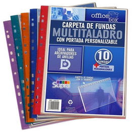 Carpeta Fundas (Tarifario) Office Box Pp Multitaladro A4 10 F. Supra Surtido (Set de 10)