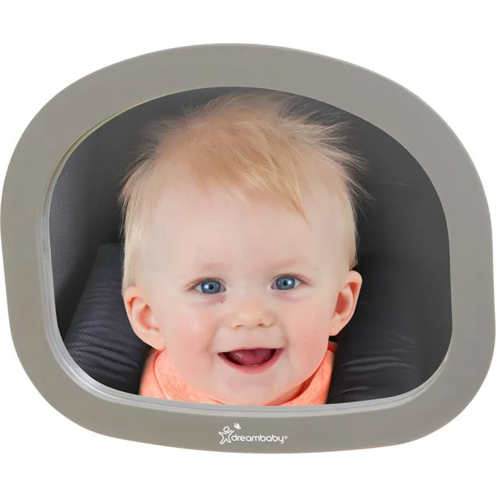 Dreambaby Espejo Retrovisor Trasero Grande para Coche DRE9312742812287, Ajustable EZY-Fit con Visión Gran Angular para Seguridad de Bebés y Niños