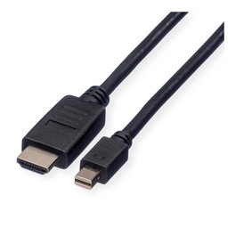 ROLINE Cable adaptador de vídeo Mini DisplayPort a HDMI tipo A, 4,5 m, negro