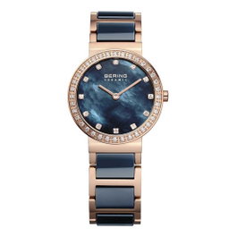 Bering 10729-767 Reloj Analógico para Mujer con Caja Rosa y Correa Azul