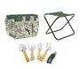 DKD Home Decor Set de 8 Utensilios de Aluminio con Taburete Green Leaves