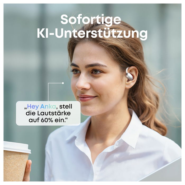 Anker Soundcore AeroFit 2 AI Auriculares Deportivos Abiertos Inalámbricos Blanco - Bluetooth 5.4, IP55, 35h, Carga Rápida