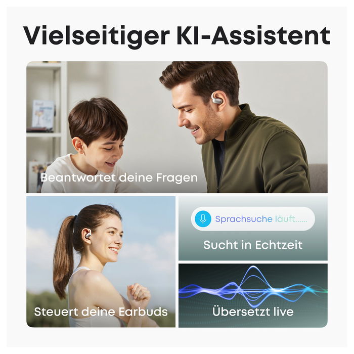 Anker Soundcore AeroFit 2 AI Auriculares Deportivos Abiertos Inalámbricos Blanco - Bluetooth 5.4, IP55, 35h, Carga Rápida