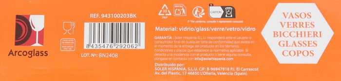 La Mediterranea - Set de 6 Vasos Eivissa Waves, 200 cc o ml, Cristalería para Bebidas (8 Cajas)