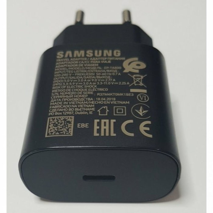 Samsung Cargador Rápido 25W EP-TA800XBEGWW con Cable USB-C de 1m Negro