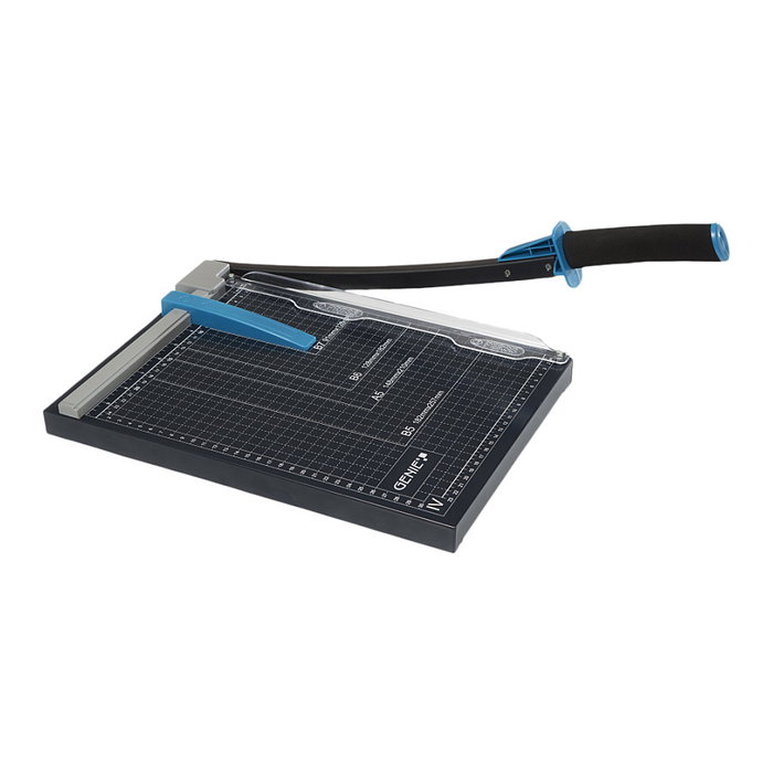 GENIE GMA4 Guillotina de Palanca para Papel, A4, Capacidad 12 Hojas, 80 g/m², Color Negro/Azul