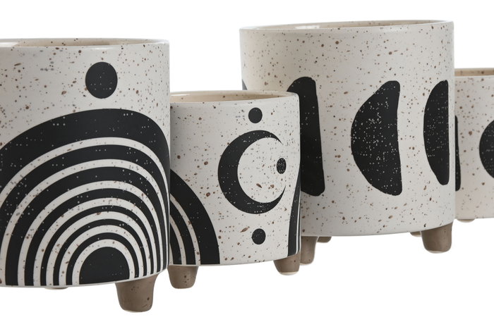 DKD Home Decor Set de 2 Maceteros de Dolomita con Lunas 13x13x15 cm