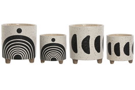 DKD Home Decor Set de 2 Maceteros de Dolomita con Lunas 13x13x15 cm