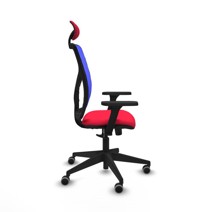 PIQUERAS Y CRESPO Silla de oficina Motilla, Sincro, Tela Rojo y Malla Azul, Brazos 3D, Cabecero Fijo PIQUERAS Y CRESPO Silla de oficina Motilla, Sincro, Tela Rojo y Malla Azul, Brazos 3D, Cabecero Fijo