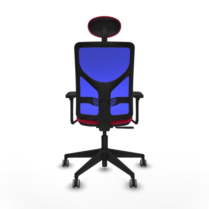 PIQUERAS Y CRESPO Silla de oficina Motilla, Sincro, Tela Rojo y Malla Azul, Brazos 3D, Cabecero Fijo PIQUERAS Y CRESPO Silla de oficina Motilla, Sincro, Tela Rojo y Malla Azul, Brazos 3D, Cabecero Fijo