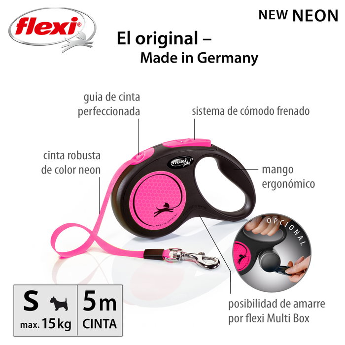 Flexi New Neon Rosa Talla S 5m