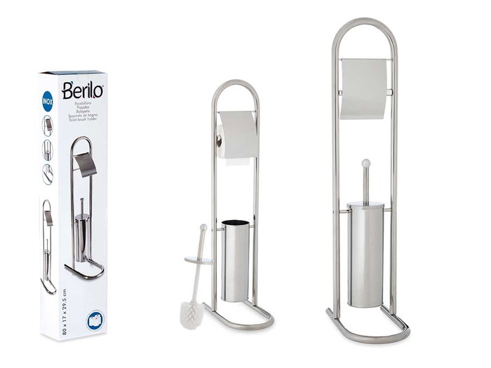 BERILO Escobillero Metal Alto Cromado Plata BERILO Escobillero Metal Alto Cromado Plata