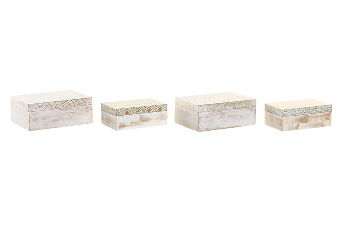 DKD Home Decor Joyero Árabe Set 2 piezas Dorado Blanco Rozado Aluminio 15x10x6 cm Desgastado DKD Home Decor Joyero Árabe Set 2 piezas Dorado Blanco Rozado Aluminio 15x10x6 cm Desgastado