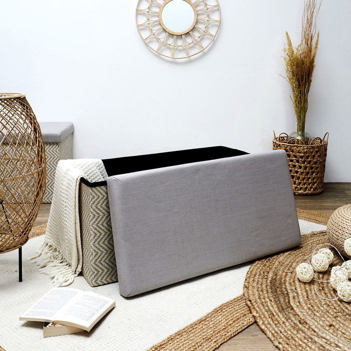 Home Deco Factory Puf Plegable Trenzado Gris Mirage 76x38x38 cm