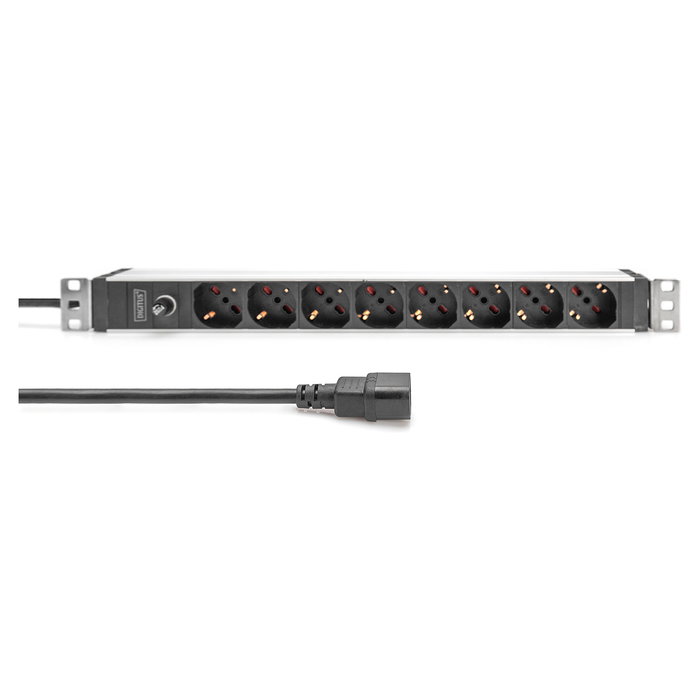 Digitus Regleta PDU 8 Tomas Tipo L con Enchufe IEC C14, 1U, para Montaje Horizontal/Vertical, Cable 2m