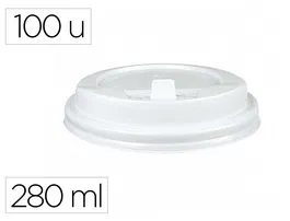 Bunzl Tapa para Vaso 280 ml Poliestireno con Orificio - Paquete de 100 Unidades
