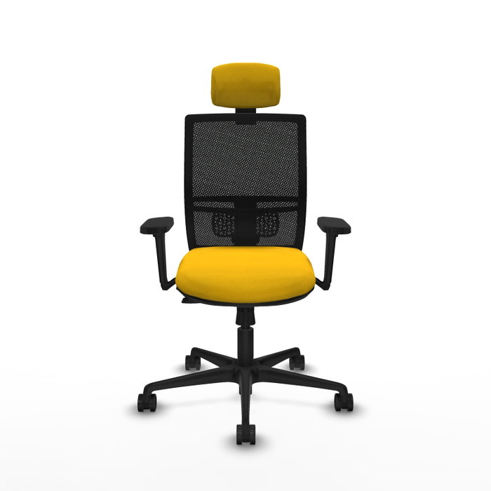 PIQUERAS Y CRESPO Silla de oficina Yunquera con mecanismo Sincro/Traslack, Amarillo y Negro