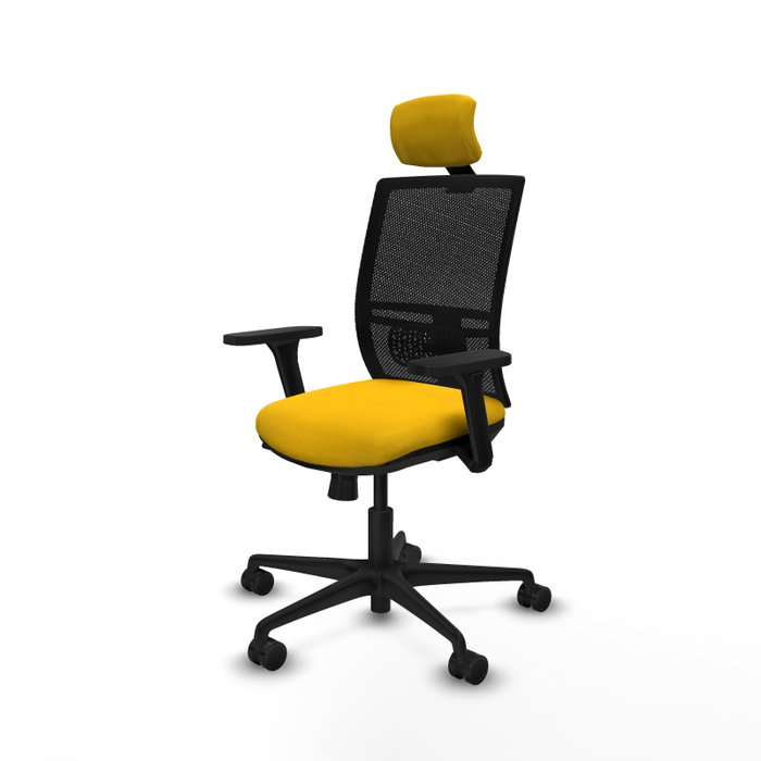 PIQUERAS Y CRESPO Silla de oficina Yunquera con mecanismo Sincro/Traslack, Amarillo y Negro