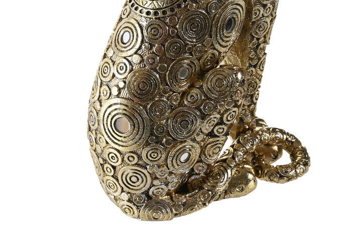 DKD Home Decor Figura de Resina Leopardo Dorado