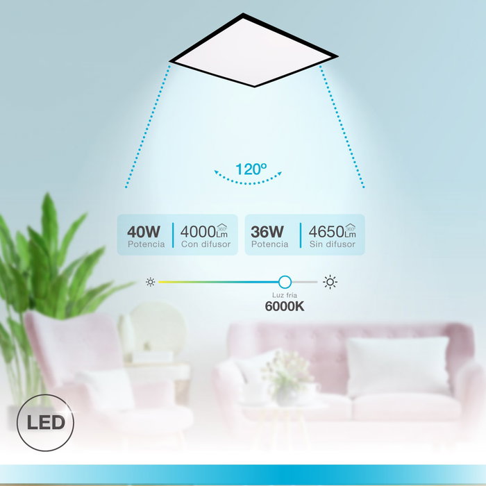 GSC Evolution Panel empotrable LED Sabha 59,5x59,5cm 40W 6000K Negro