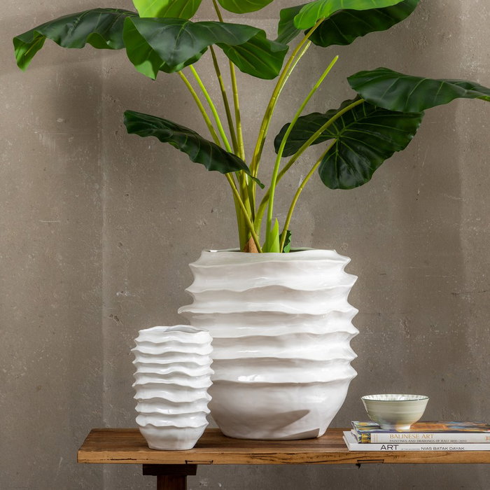 Jarrón Blanco Cerámica Decoración 44,50 X 44 X 46,50 cm