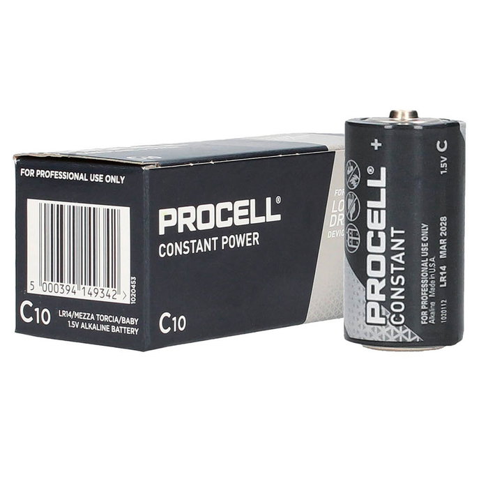 Procell Caja 10 pilas alcalinas industriales LR14 (C) Procell Caja 10 pilas alcalinas industriales LR14 (C)