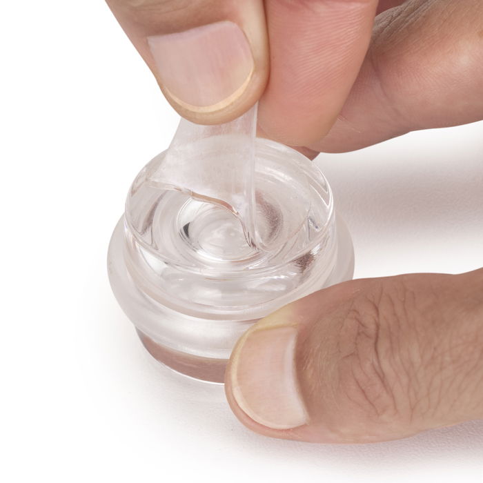 Emuca Lote de 6 topes para puertas adhesivos cilíndricos, fijación en el suelo, Plástico, Transparente