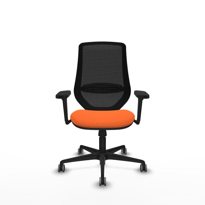 PIQUERAS Y CRESPO Silla de oficina Mardos con mecanismo Sincro, Tela Naranja y Malla Negra