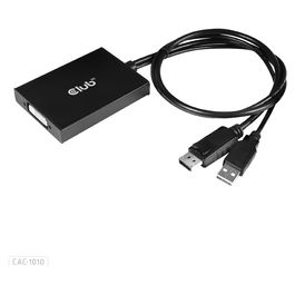 Club 3D Adaptador DisplayPort a DVI-D Activo Dual Link CAC-1010, Conector Macho/Hembra, 0.6 m, 3840x2160 Pixeles, USB Con Alimentación, Negro y Blanco