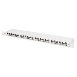 Digitus Patch Panel de Interconexión CAT 6A Clase EA Apantallado Alta Densidad 24 Puertos Chapado en Oro Montaje Rack 0.5U Gris