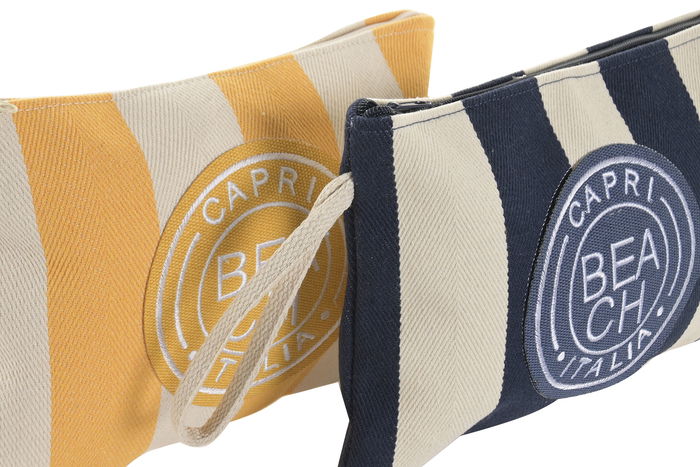 DKD Home Decor Neceser Mediterraneo Azul Amarillo Poliester 1 x 22 x 30 cm (6 Unidades)