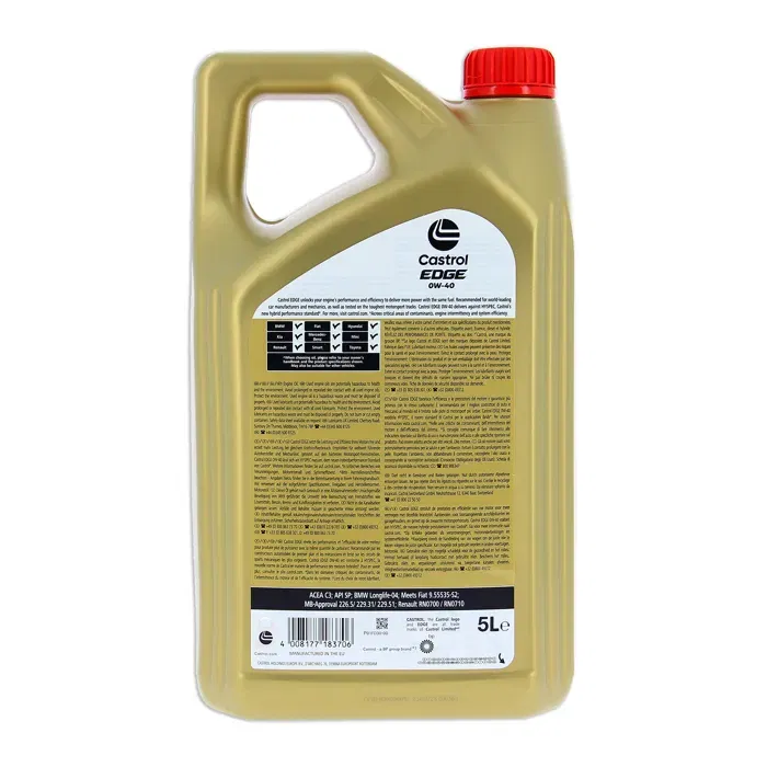 Castrol EDGE 0W-40 Aceite de Motor 5L Castrol EDGE 0W-40 Aceite de Motor 5L