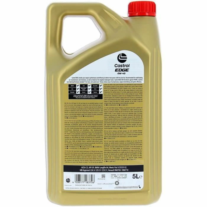 Castrol EDGE 0W-40 Aceite de motor 5L Castrol EDGE 0W-40 Aceite de motor 5L