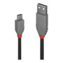 Lindy 36735 Cable USB 2.0 de 5 m con USB A y Micro-USB B, Negro/Gris