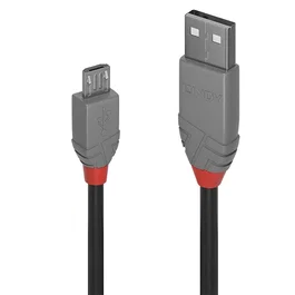 Lindy 36735 Cable USB 2.0 de 5 m con USB A y Micro-USB B, Negro/Gris