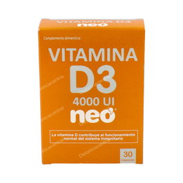 NEO Vitamina D3 4000 UI (100 µg) Complemento Alimenticio para Huesos - 30 Cápsulas