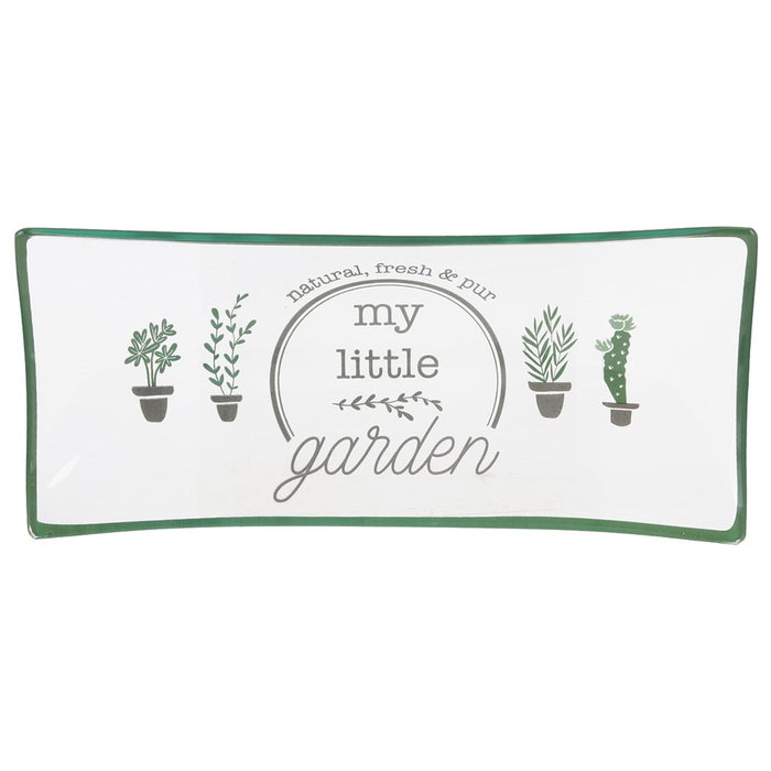 Home Deco Factory Plato-Fuente Little Market Cristal Decorado Natural Healthy Little Garden 22,5x10 cm