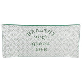 Home Deco Factory Plato-Fuente Little Market Cristal Decorado Natural Healthy Little Garden 22,5x10 cm