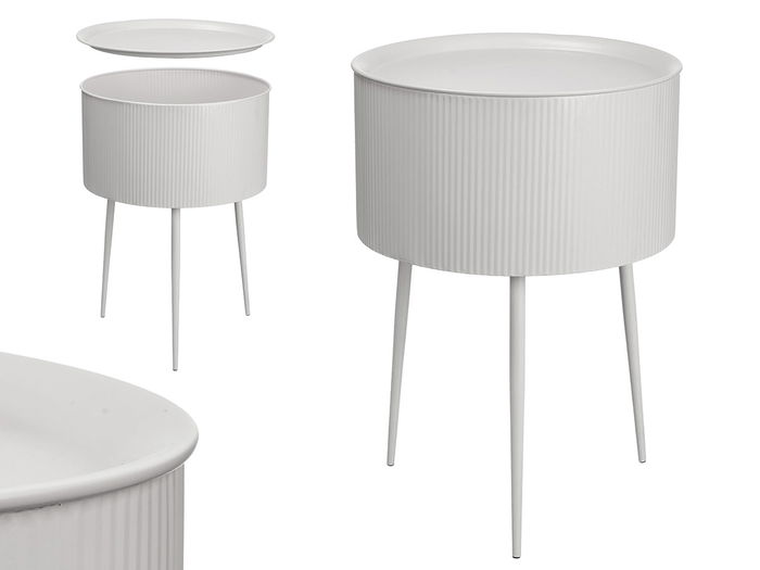 Giftdecor Mesa Auxiliar Redonda Base Gris Metal 40x40x57 cm Giftdecor Mesa Auxiliar Redonda Base Gris Metal 40x40x57 cm