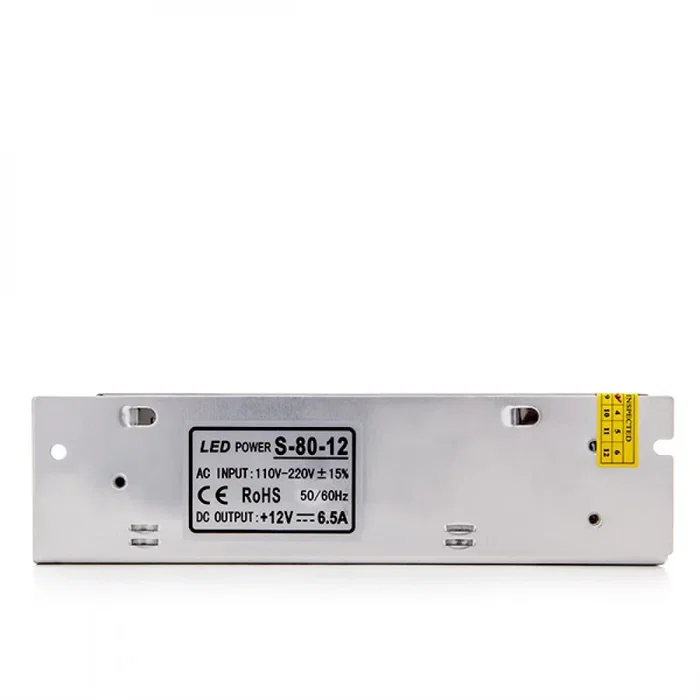 Transformador LED 230VAC/12VDC 80W 6.5A IP20 Fuente de Alimentación para LEDs Transformador LED 230VAC/12VDC 80W 6.5A IP20 Fuente de Alimentación para LEDs