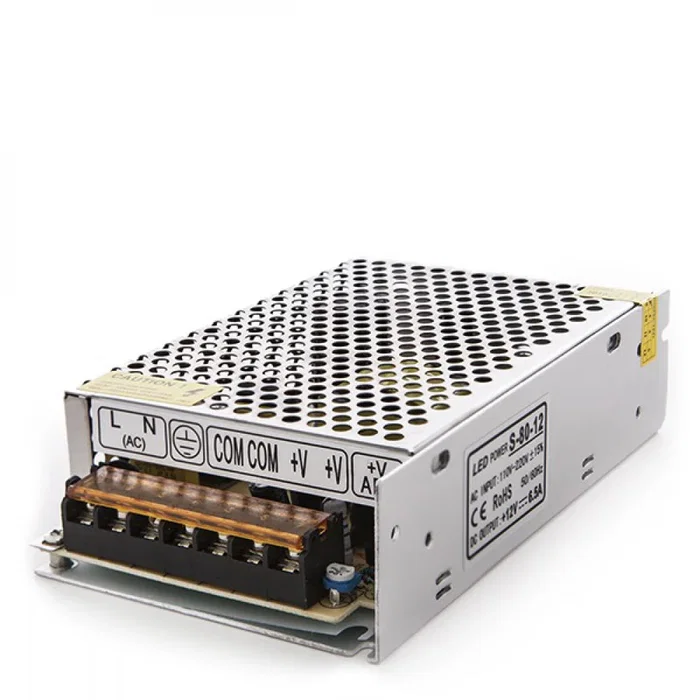 Transformador LED 230VAC/12VDC 80W 6.5A IP20 Fuente de Alimentación para LEDs Transformador LED 230VAC/12VDC 80W 6.5A IP20 Fuente de Alimentación para LEDs