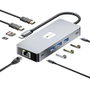 Leotec LEDS02 Docking Station USB-C 10 en 1 con Puerto PD 100W, 2x HDMI 4K 60Hz, 3x USB 3.0, Gigabit Ethernet, Lector de Tarjetas SD/MicroSD - Gris
