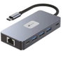 Leotec LEDS02 Docking Station USB-C 10 en 1 con Puerto PD 100W, 2x HDMI 4K 60Hz, 3x USB 3.0, Gigabit Ethernet, Lector de Tarjetas SD/MicroSD - Gris