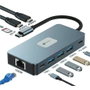 Leotec LEDS02 Docking Station USB-C 10 en 1 con Puerto PD 100W, 2x HDMI 4K 60Hz, 3x USB 3.0, Gigabit Ethernet, Lector de Tarjetas SD/MicroSD - Gris